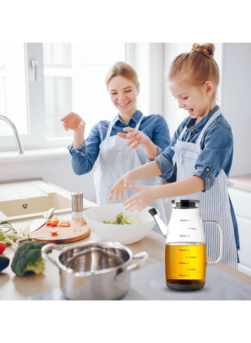 HOME ZONE Large High Borosilicate Glass Oil Bottle for Cooking 27floz Oil and Vinegar Dispenser Cruet with Non-Slip Silicone Base 800ml - Image 3
